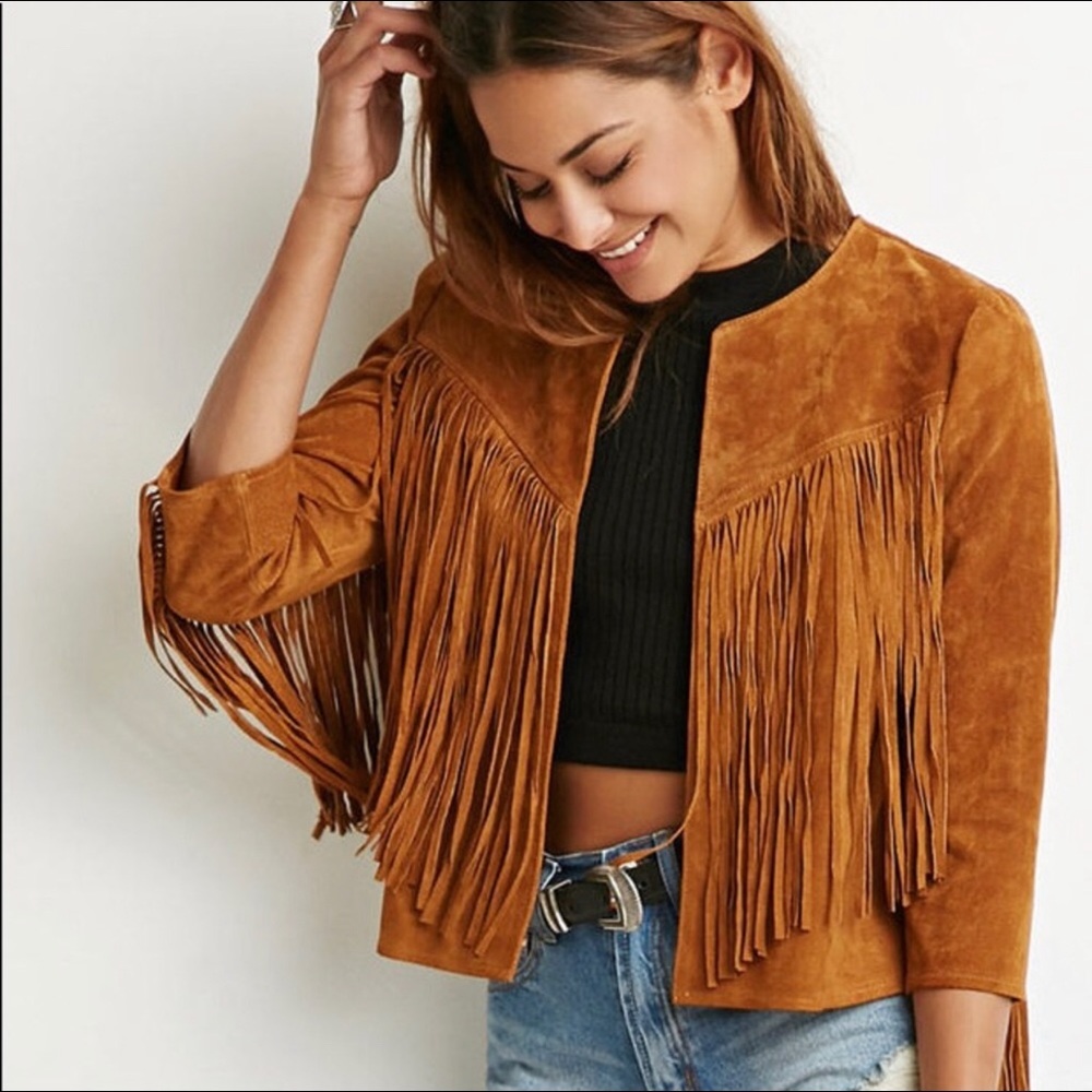 Genuine Suede Brown Fringe Jacket
